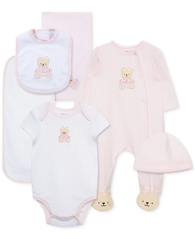 Little Me Baby Girls Sweet Bear Cotton Gift Box, 6 Piece Set