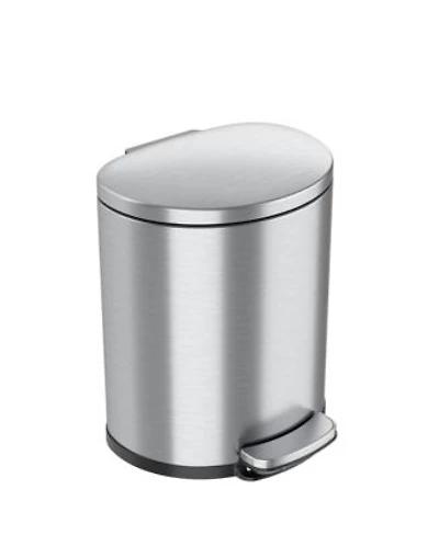 iTouchless SoftStep Stainless Steel Semi-Round Step Trash Can with AbsorbX Odor Filter Removable Inner Bucket