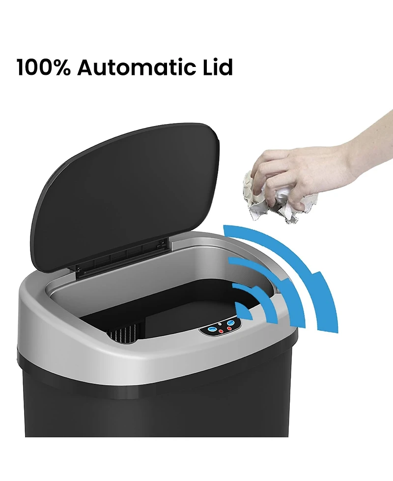 iTouchless 13 Gallon Sensor Kitchen Trash Can with Lid and Odor Filter, Durable Dent-Proof Plastic Garbage Bin Automatic Waste Basket