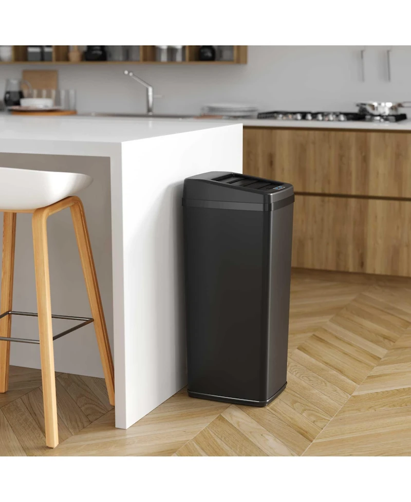 iTouchless Stainless Steel Sliding Lid Sensor Trash Can with AbsorbX Odor Filter 14 Gallon