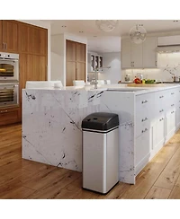 iTouchless Stainless Steel Kitchen and Bathroom Sensor Trash Cans with Odor Filter 13 Gallon and 2.5 Gallon Silver Set of 2
