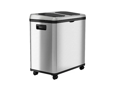 iTouchless Stainless Steel Sensor Trash Can and Recycle Bin with Wheels and AbsorbX Odor Filter 16 Gallon Silver