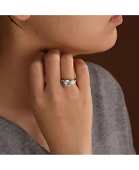 Bling Jewelry 3CTW Square Cz Ring Cubic Zirconia Past Present Future Three Stone Promise Sterling Silver