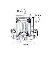 Bling Jewelry Art Deco Style Bridal Wedding Big 10CT Cz Solitaire Emerald Cut Statement Engagement Ring Sterling Silver Cubic Zirconia Baguette Side S