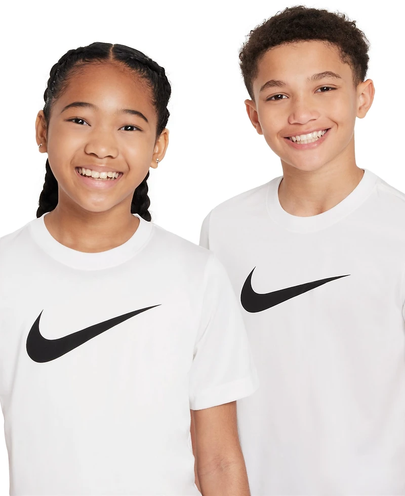 Nike Big Kids' Legend Swoosh-Logo Crewneck Dri-fit T-Shirt