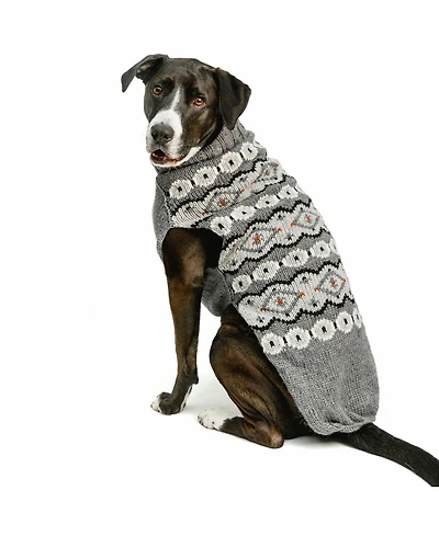Chilly Dog Silver Alpaca Fairisle Dog Sweater