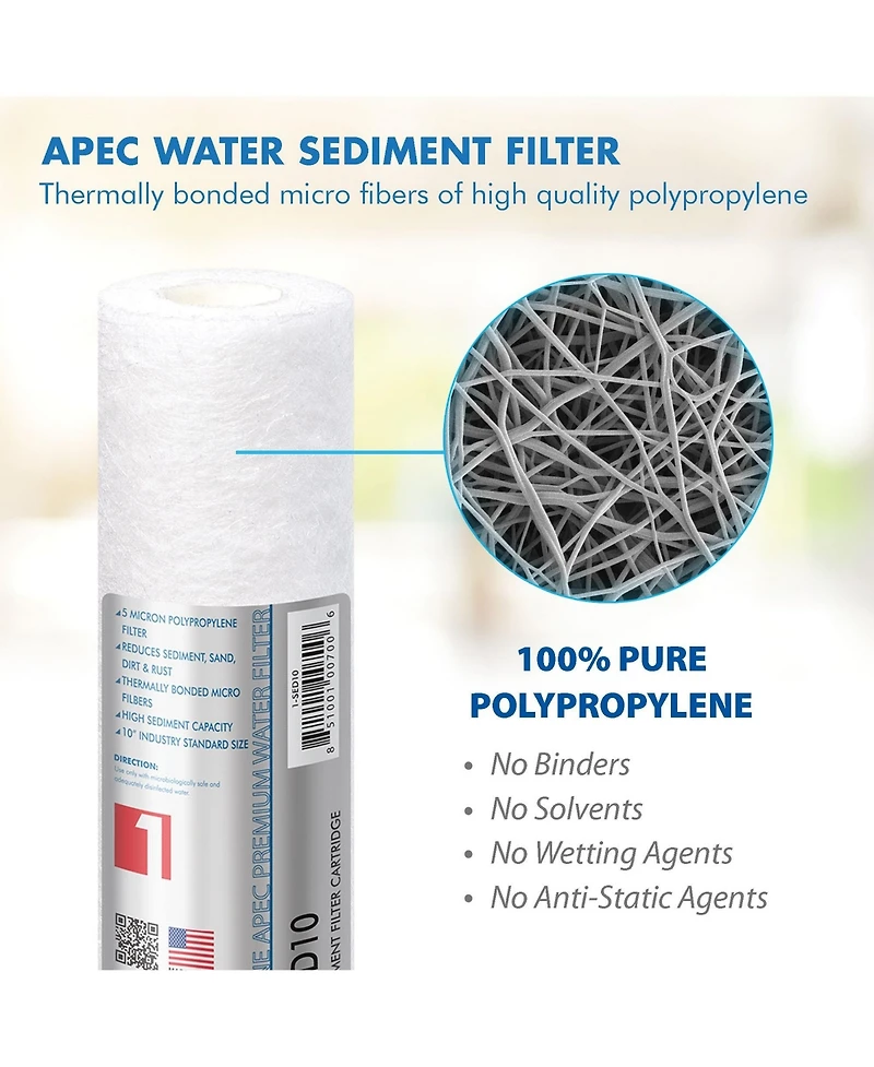 Apec Water Systems Apec Ro Replacement Filters Pre-filter Set for All Under Counter Ultimate Reverse Osmosis Systems (Stages 1 - 3)