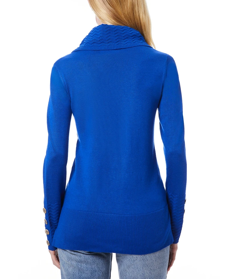 Melissa Paige Women's Chevron-Trimmed Cowl-Neck Sweater