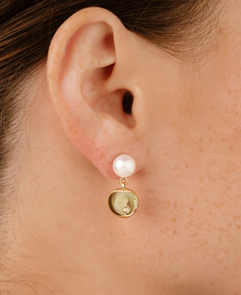 Ettika Small Pebble and Freshwater Pearl Dangle Earrings