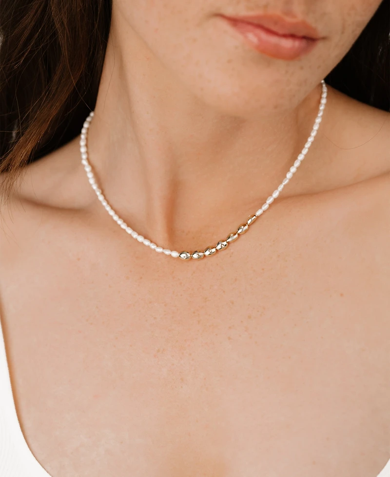 Ettika Freshwater Pearl Polished Pebble Beaded Necklace