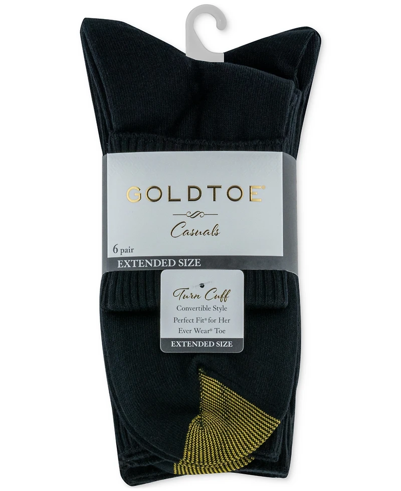 Gold Toe Women's 6-Pack Casual Turn Cuff Socks