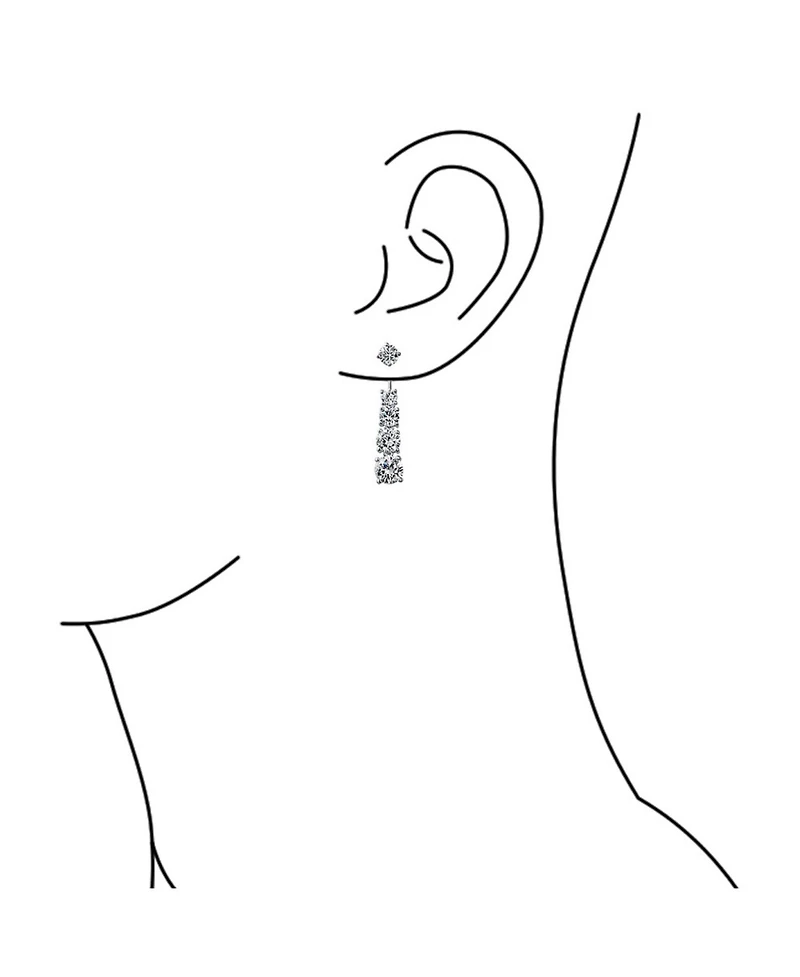 Bling Jewelry Modern Classic Graduated Cubic Zirconia Cz Drop Back And Front Stud Jacket Long Linear Earrings