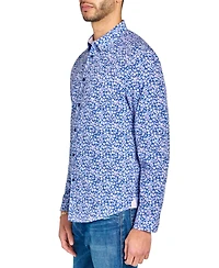 Brooklyn Brigade Men's Non-Iron Performance Stretch Moisture-Wicking Mini-Floral Button-Down Shirt