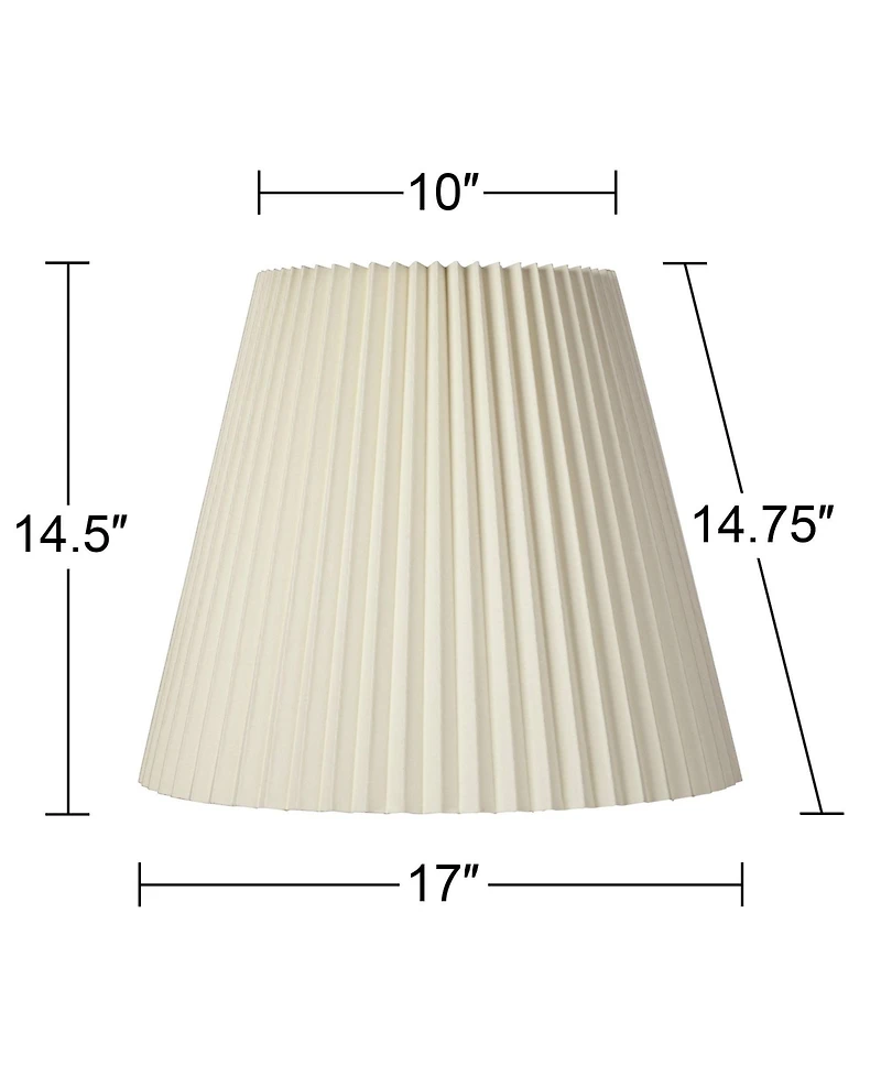 Springcrest Set of 2 Pleated Empire Lamp Shades Ivory Large 10" Top x 17" Bottom x 14.75" High Spider with Harp and Finial Fitting
