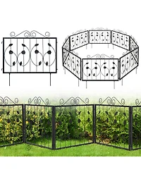 Decorative Garden Fence with 8 Panels Outdoor Animal Barrier Landscape Border