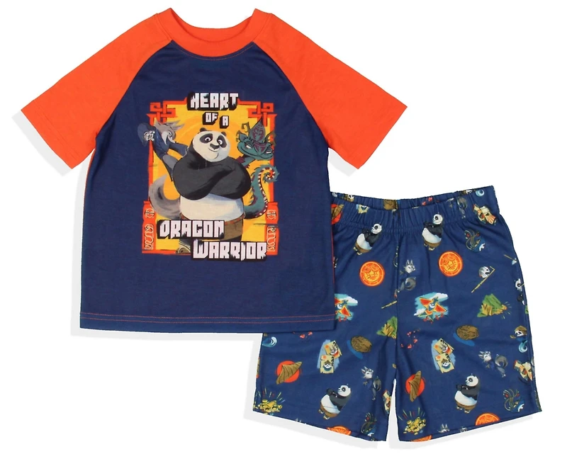 Kung Fu Panda Toddler Boys 4 Po Heart Of Dragon Warrior 2-Piece Pajama Short Set