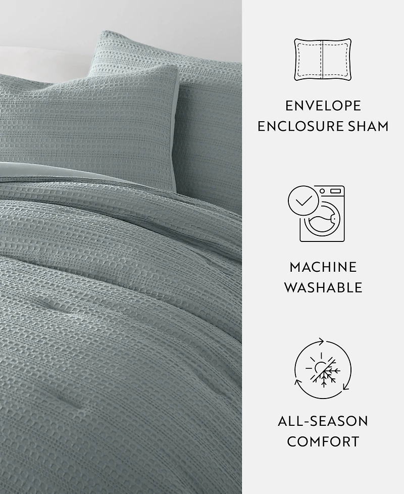ienjoy Home Waffle Textured 3-Piece Comforter Set, King/California King