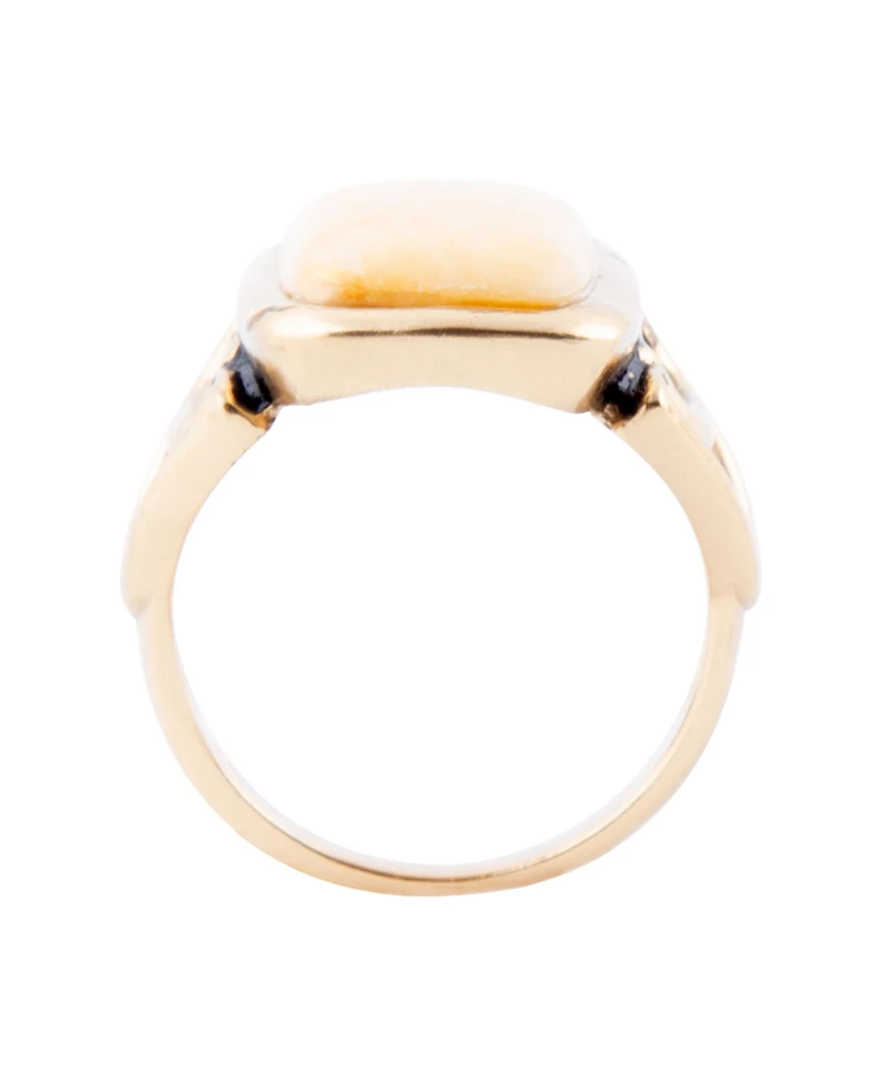 Barse Luster Yellow Agate Golden Bronze Rectangle Ring
