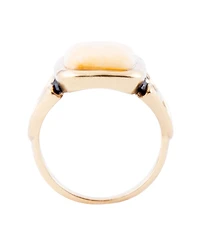 Barse Luster Yellow Agate Golden Bronze Rectangle Ring