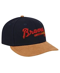 New Era Men's Navy Atlanta Braves Team Suede Visor Low Profile 59FIFTY Fitted Hat