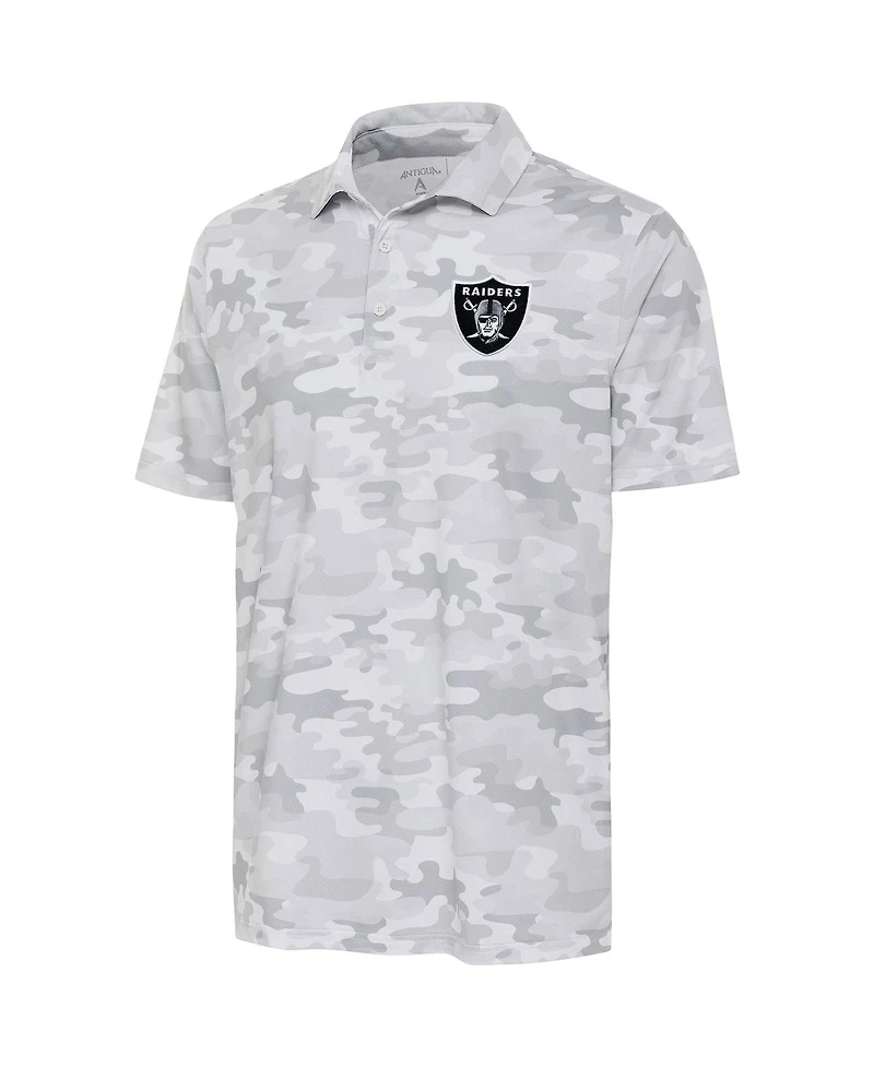 Antigua Men's White Las Vegas Raiders Collide Polo