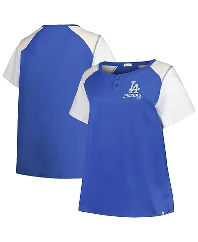 '47 Brand Women's Royal/Gray Los Angeles Dodgers Plus Size Henley T-Shirt