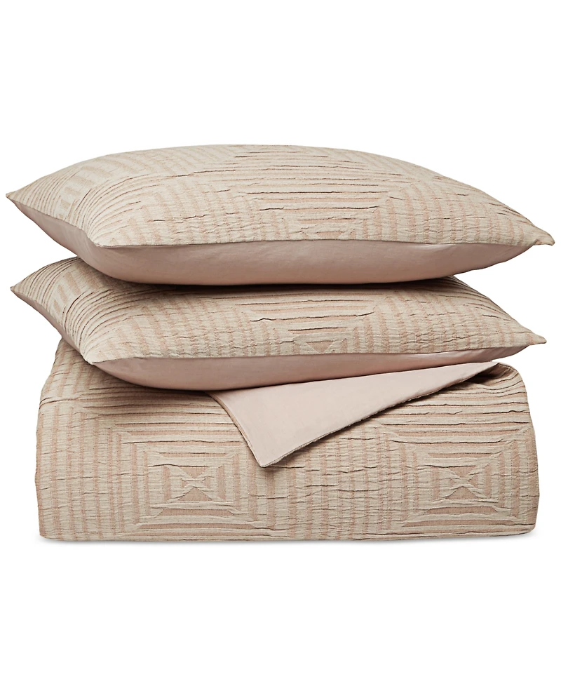 Last Act! Oake Concentric Square Matelasse 3-Pc. Duvet Cover Set, King, Exclusively at Macy's