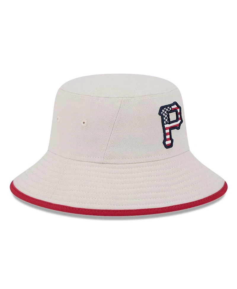 New Era Men's Khaki Pittsburgh Pirates 2024 Fourth of July Bucket Hat