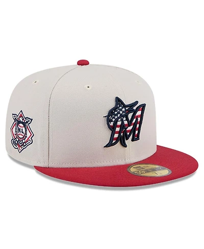 New Era Men's Red Miami Marlins 2024 Fourth of July 59FIFTY Fitted Hat