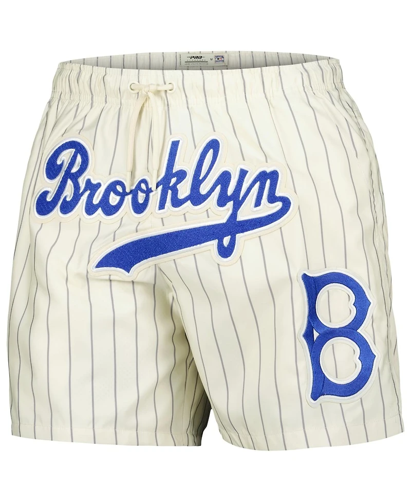 Pro Standard Men's Cream Brooklyn Dodgers Cooperstown Collection Pinstripe Retro Classic Woven Shorts