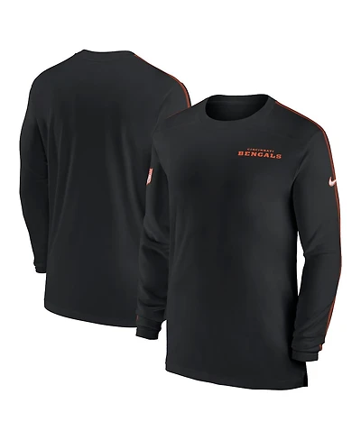 Nike Men's Black Cincinnati Bengals Sideline Coach Uv Performance Long Sleeve T-Shirt