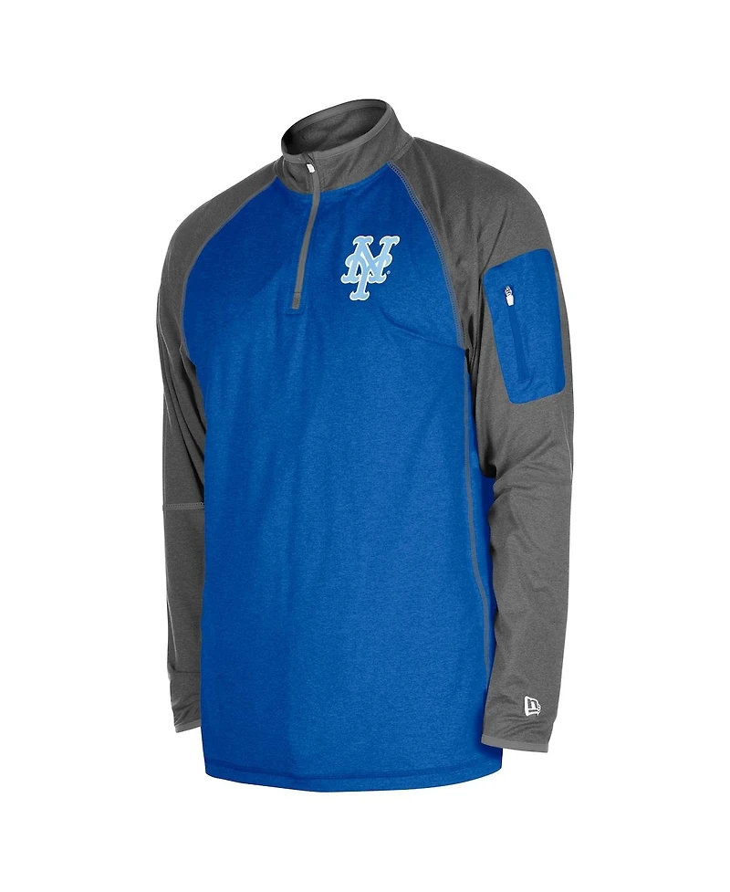 New Era Men's Royal York Mets Father's Day Raglan Quarter-Zip Top