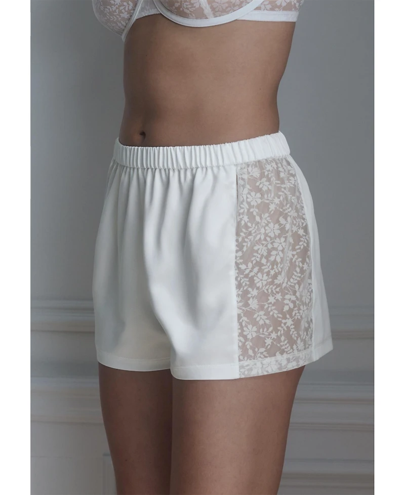 Cuup Plus The Lace Panel Shorts - Recycled Satin