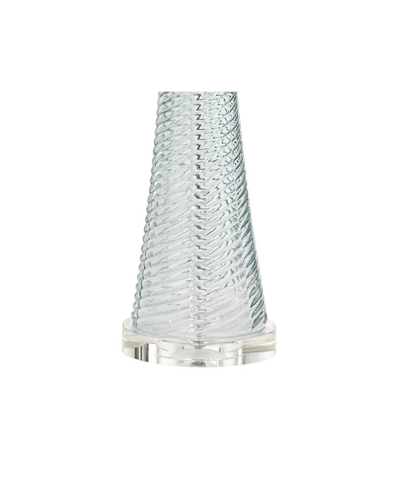 Possini Euro Design Miriam Modern Table Lamp 28 1/2" Tall Aqua Blue Fluted Glass with Table Top Dimmer White Drum Shade for Bedroom Living Room H