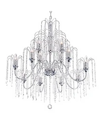 Vienna Full Spectrum Crystal Rain Chrome Chandelier 33" Wide Modern 12-Light Fixture for Dining Room House Foyer Kitchen Island Entryway Bedroom