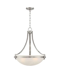 Regency Hill Mallot Brushed Nickel Silver Metal Pendant Chandelier 20" Wide Modern Frosted Glass Bowl Shade 4-Light Fixture for Dining Room House Foye