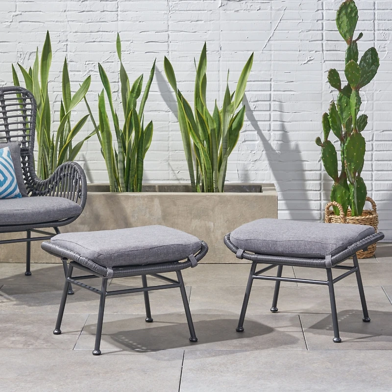 Streamdale Boho Rattan Ottoman Set Comfort & Style Outdoors