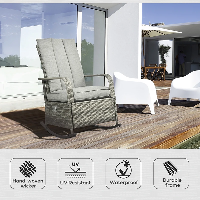 Streamdale Furniture Rocking Rattan Recliner Indoor Comfort for Your Outdoor Oasis