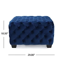 Streamdale Furniture Modern Velvet Glam Ottoman with Diamond Stitching