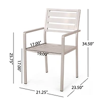 Streamdale Furniture Outdoor Modern Aluminum Dining Chair, Silver