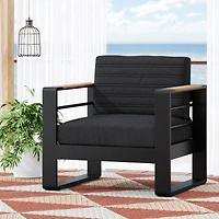 Streamdale Furniture Slat Design Aluminum Club Chair Set with Water-Resistant Cushions