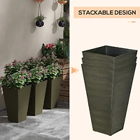 Elegant Stackable Wood-Look Outdoor Planters (Set of 3)