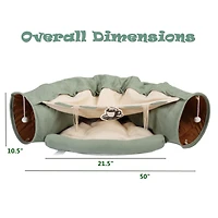 Streamdale Collapsible Cat Tunnel and Bed Bright Green Oasis for Play and Rest
