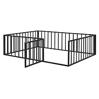Streamdale Full Metal Floor Bed Frame with Fence and Door, White