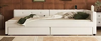 Streamdale Queen Size Upholstered Platform Bed with Usb and 2 Drawers, Beige