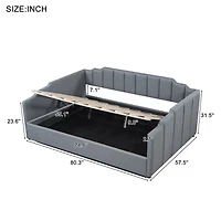 Streamdale Upholstered Daybed with Underneath Storage, Full Size, Gray