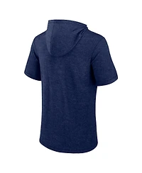 Fanatics Men's Heather Navy Cleveland Guardians Push Short Sleeve Pullover Hoodie