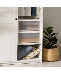 Iris Usa 2 Pack 47 Qt. Extra-Large Stackable Storage Drawer Plastic Drawer Organizer with Clear Doors, for Pantry Bedroom Closet Kitchen Under-Sink Ho