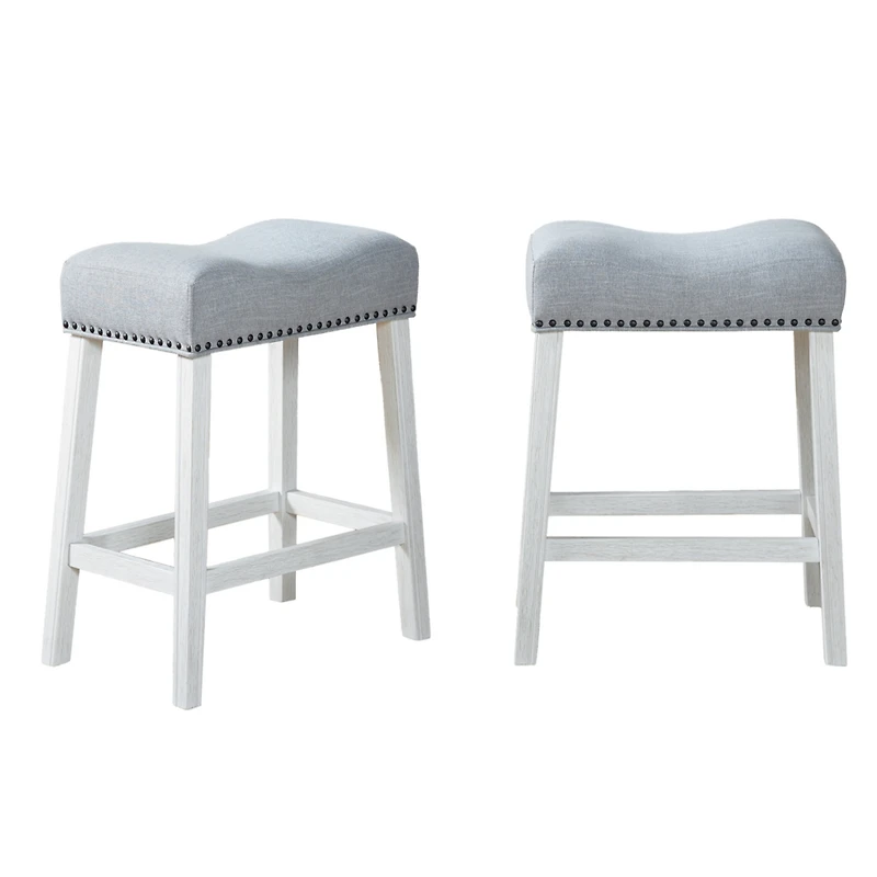 Streamdale Furniture Elegant Saddle Seat Barstools with Nailhead Trim