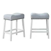 Streamdale Furniture Elegant Saddle Seat Barstools with Nailhead Trim